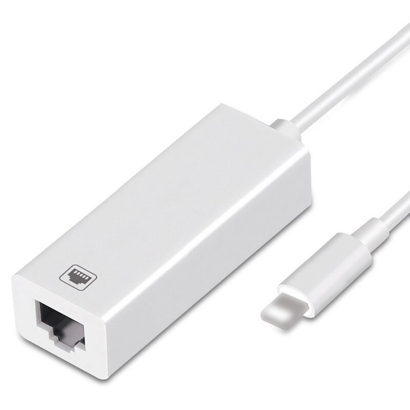 Adaptador de Cable de red de 100Mbps para Lightning a RJ45 Ethernet LAN con Cable de viaje en el extranjero compacto para iPhone/iPad Series