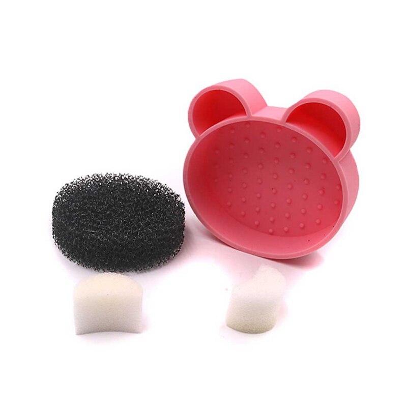 1 Set Makeup Brush Cleaner Kit Double Side with Cosmetic Brush Cleaning Box and Instantly Dry Color Removal Sponge