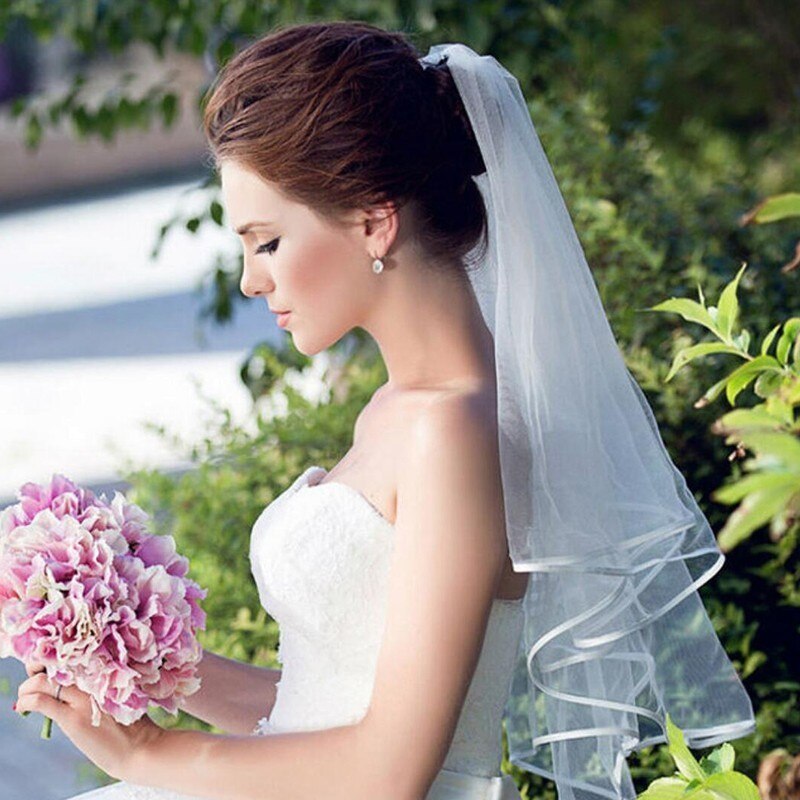 Korte Tulle Wedding Veils Twee Layer Met Kam Goedkope Wit Ivoor Bridal Veil Voor Bruid Voor Huwelijk Bruiloft Accessoires