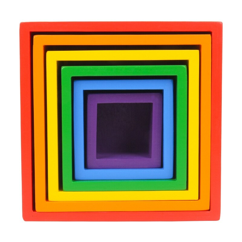 Giocattoli del bambino Arcobaleno Stacker Giocattoli di Legno Per I Bambini Che Imparano Building Blocks Creativo Montessori Educativo Variopinto Giocattolo: Box