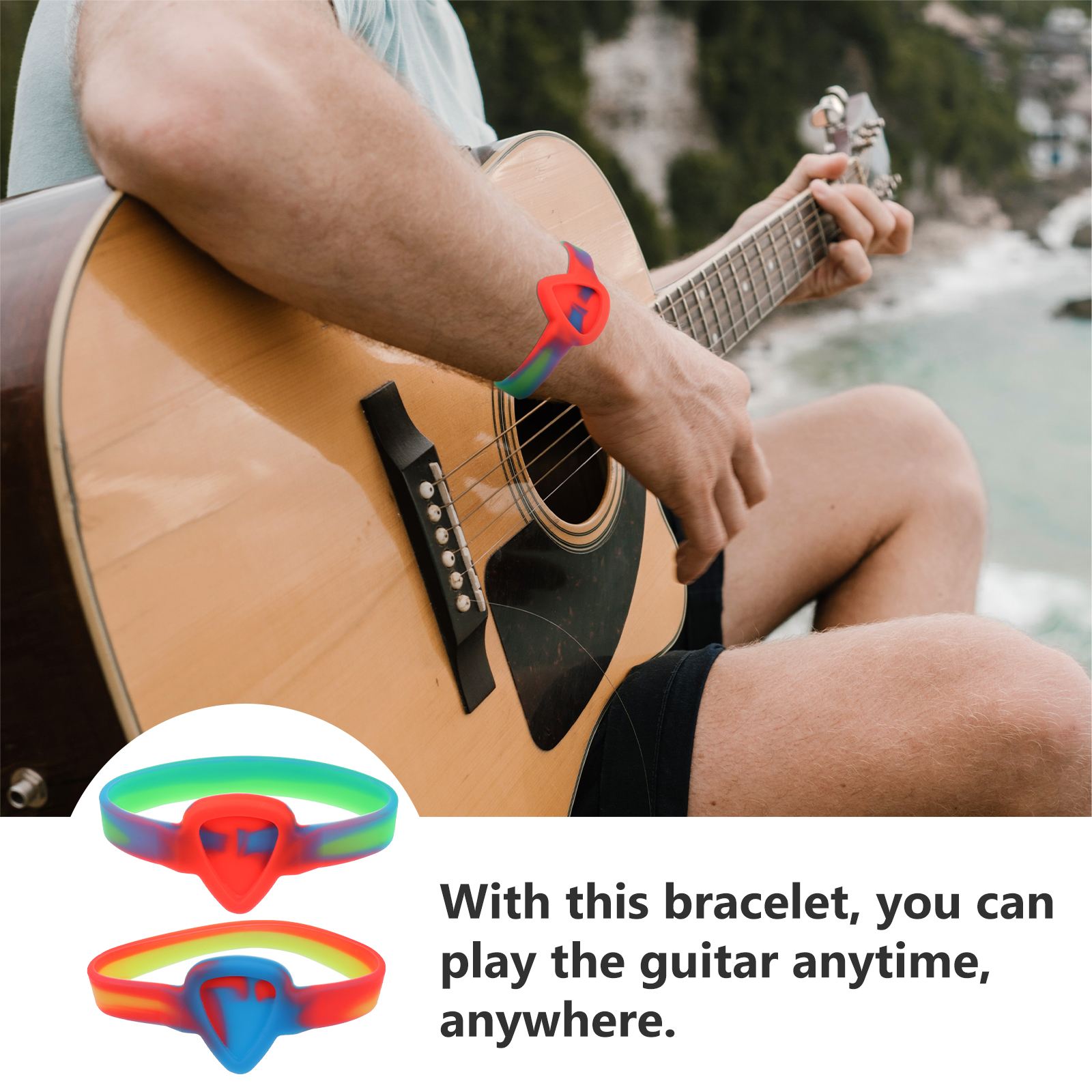 2pcs Guitar Pick Holder Wristband Silicone Plectrum Bangle Guitar Accessories