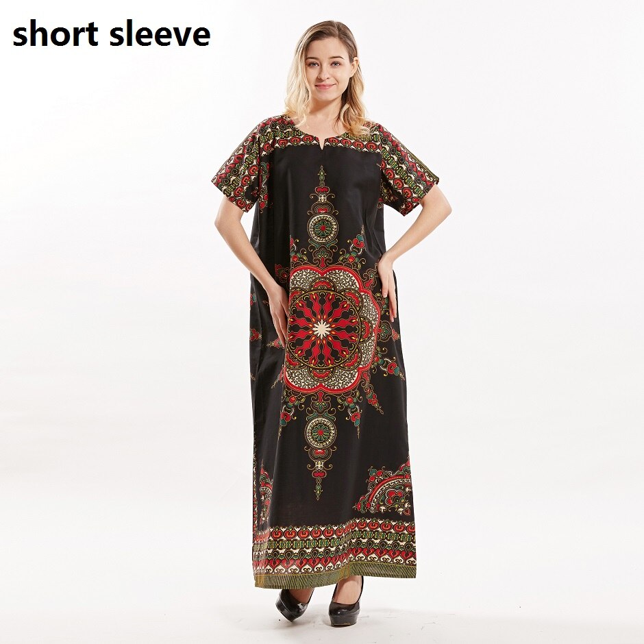 Dashikiage Women's 100% Cotton African Print Dashiki Stunning African Ladies Dress: short sleeve