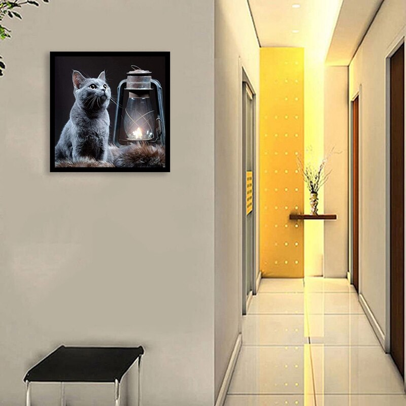 Cat Diamond Painting 5D Diamond Painting Kits Full Coverage Round Rhinestone DIY Tool Kit Art Supplies Fun