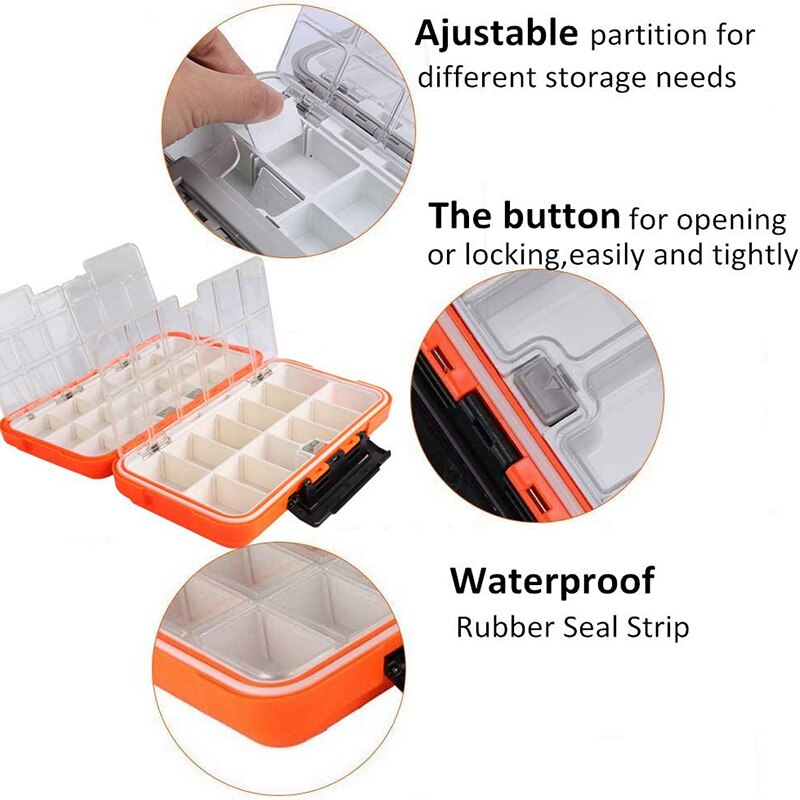 Waterproof Fishing Tackle Box Double-sided Opening And Closing Bait Box Multi-function Hook And Bait Box Accessories