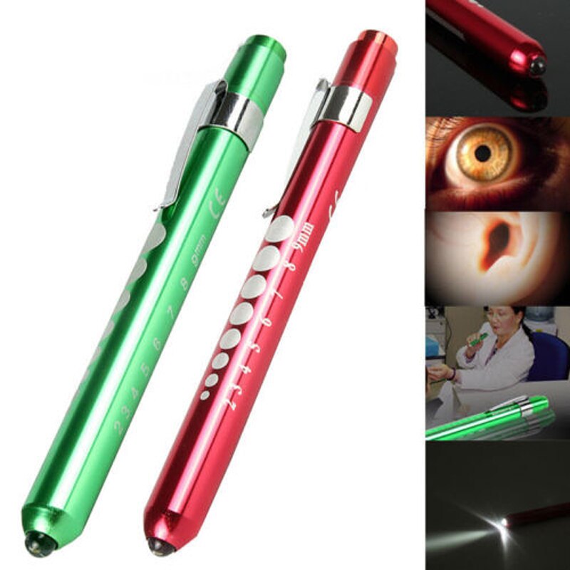 Stylo médical de poche en alliage d&#39;aluminium, 8 pièces, lampe torche Otoscope ophtalmoscope, lampe de poche LED pour le contrôle dentaire de la gorge