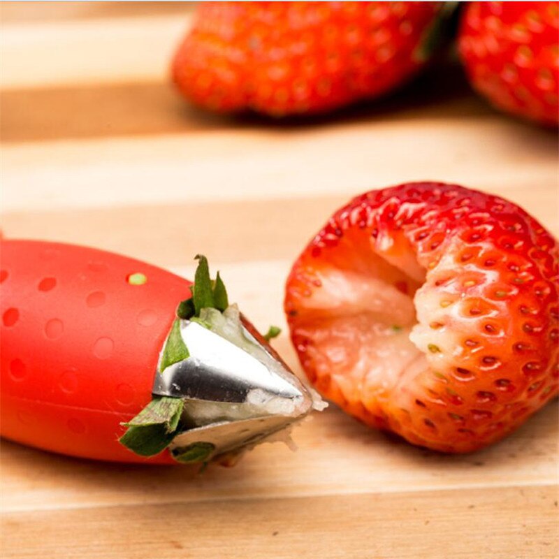 Fragole, Detorsolatore Metallo di Frutta di Plastica Foglia di Rimozione gadget Pomodoro Steli Fragola Coltello stelo dispositivo di rimozione strumento di Cottura Della Cucina