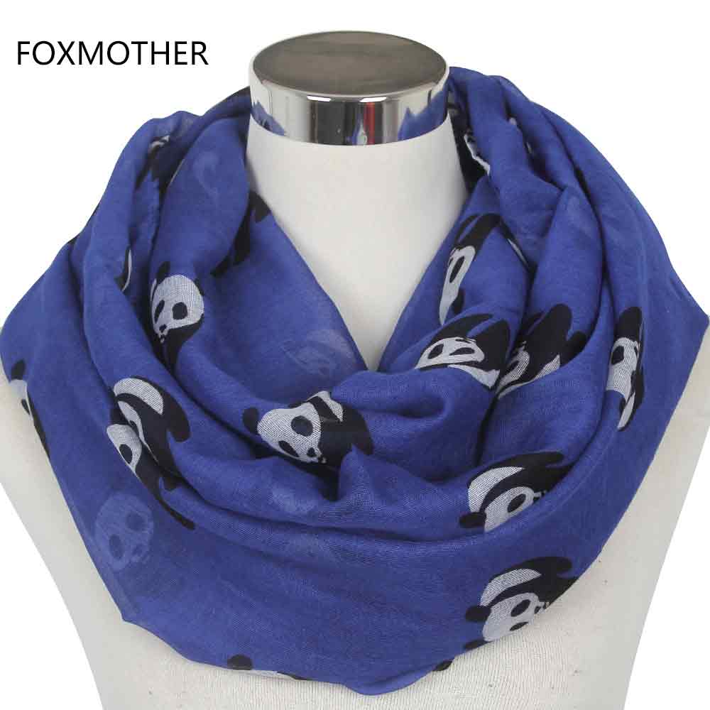 Foxmom – foulard tendance gris bleu Panda, écharpe Infinity Animal, pour femmes: Royal Blue