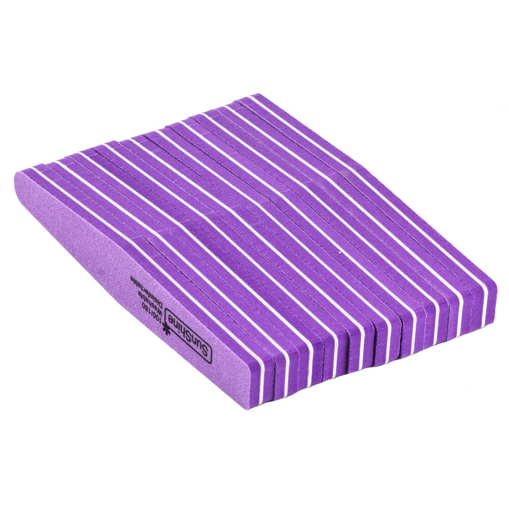 10 Stks/partij Nail File Buffer 100 /180 Grit Tweezijdige Nagelvijlen Set Wasbare Pedicure Manicure Tool Nail Gel polijsten Remover: NF1001 10pcs Purple