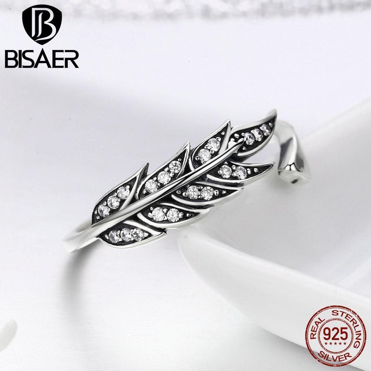 Authentic 100% 925 Sterling Silver Angel Feather Adjustable Wings Finger Ring Women Sterling Silver Jewelry Wedding