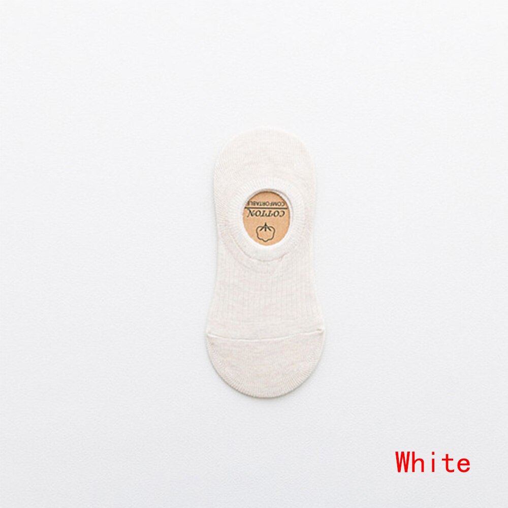 1 Pair Soft Women Socks Solid Color Shallow Mouth Breathable Comfortable Socks Women Cotton Non Slip Boat Cotton Socks: white