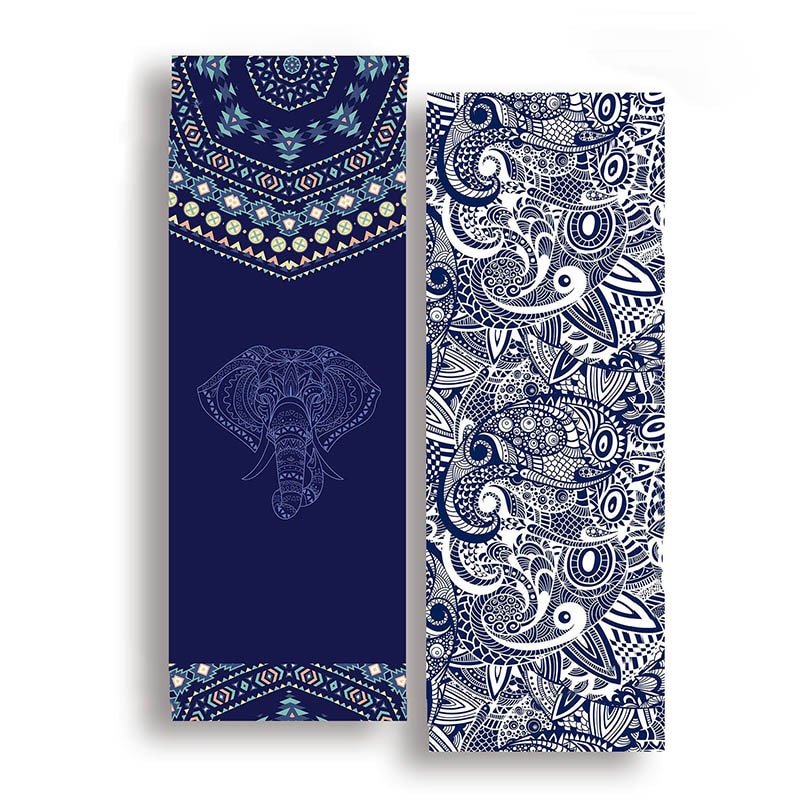 185*63cm dobbeltsidet yoga håndklæde skridsikker bærbar rejse yogamåtte håndklæde pilates dække fitness yoga tæppe: Dyb blå