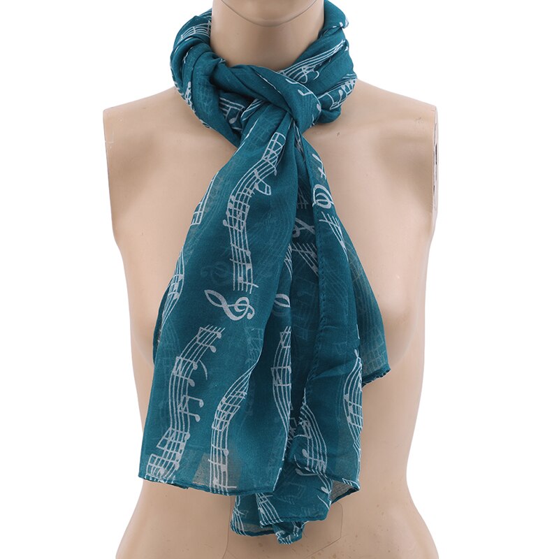 Speciale prijs dames muzieknoot chiffon halssjaal sjaal sjaals lange schoonheid dames sjaal zwart/wit/khaki