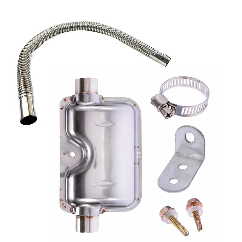 60cm Car Stainless Steel Material Exhaust Pipe Corrugated Round Pipe Parking Silencer Diesel Heater Silver