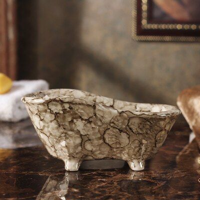 Europæisk stil marmorstriber badeværelse sæbeskål, sæbeboks keramisk materiale: Model 1