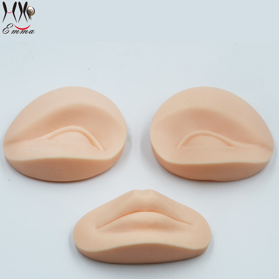 3D permanente make practice huid onderdelen 2 Ogen en 1 lippen training mannequin hoofd voor wimper &amp; Tattoo up pract