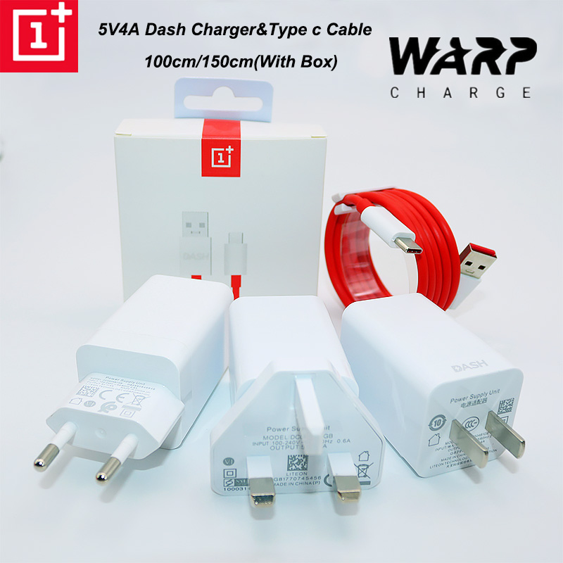 Caricabatterie originale Oneplus Dash EU/US Plug 5V4A adattatore di alimentazione per ricarica rapida Dash per oneplus 3 3t 5 5t 6 6t 7 cavo usb rotondo tipo c