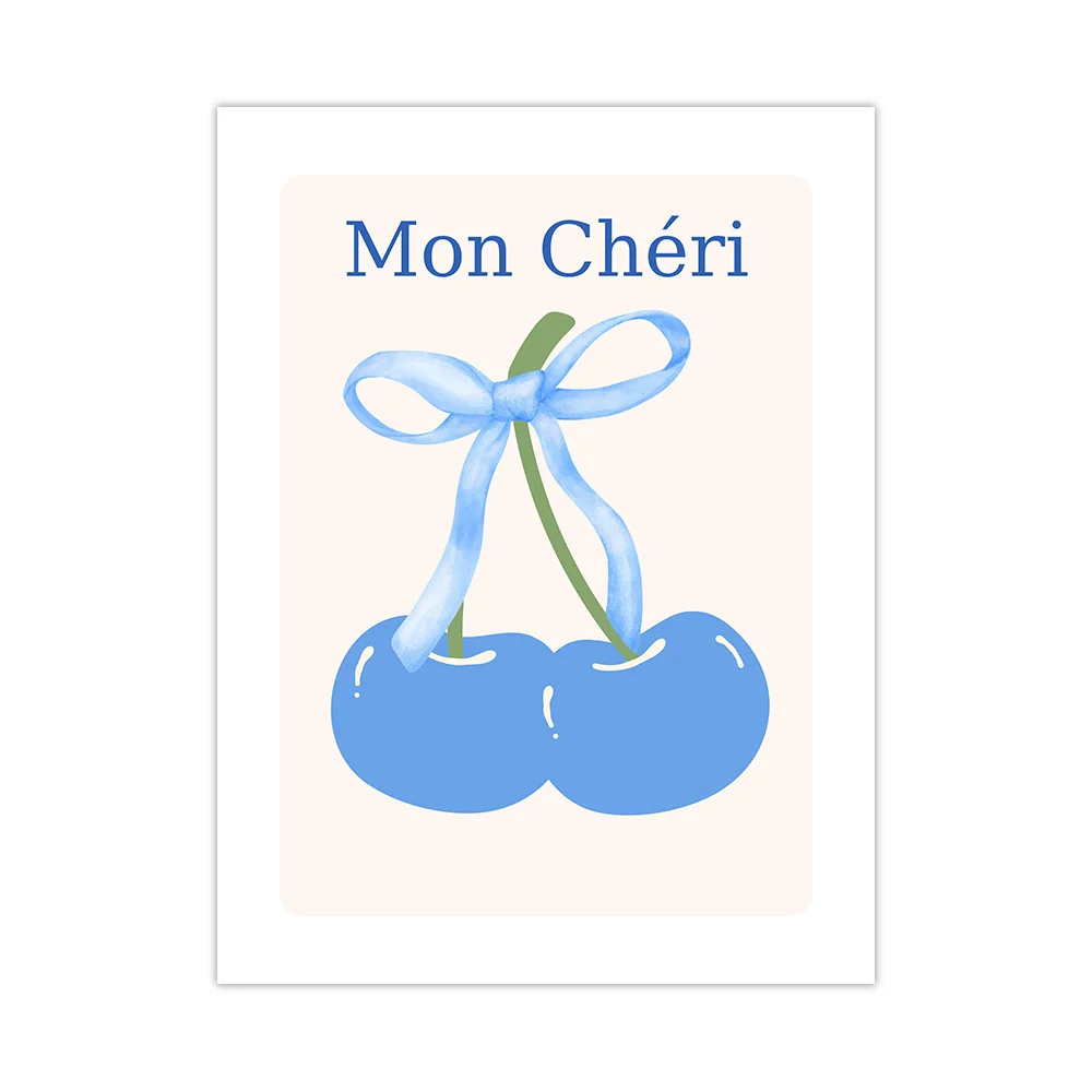 Blauwe cowboylaarzen muurkunst strik poster discobal canvas schilderijen print preppy meisje woonkamer esthetische decoratie: Light Grey / 20x24