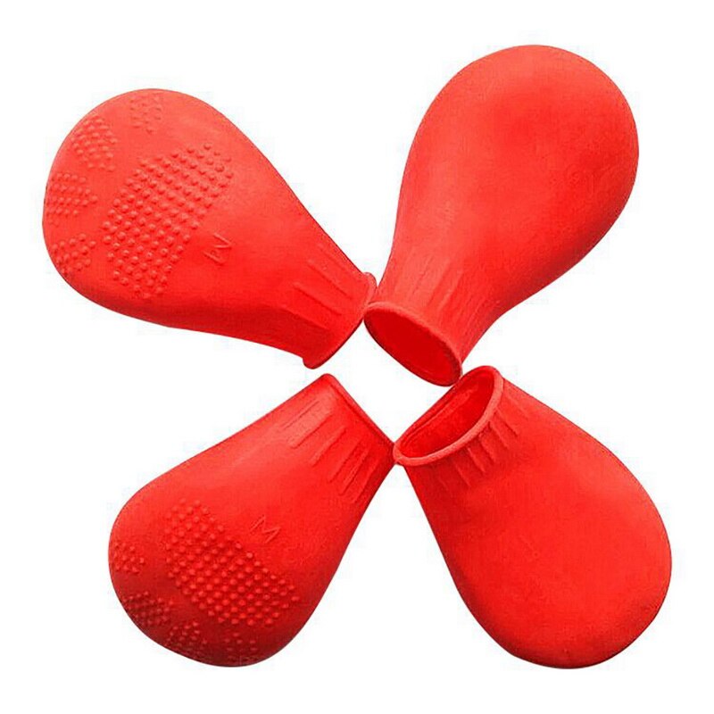 4 stuks/set regenschoenen voor huisdieren, snoepkleurige rubberen waterdichte antislipschoenen voor honden, buitenlaarzen voor de verzorging van poten van huisdieren, antislipschoenen voor puppy's: Rood / Ik