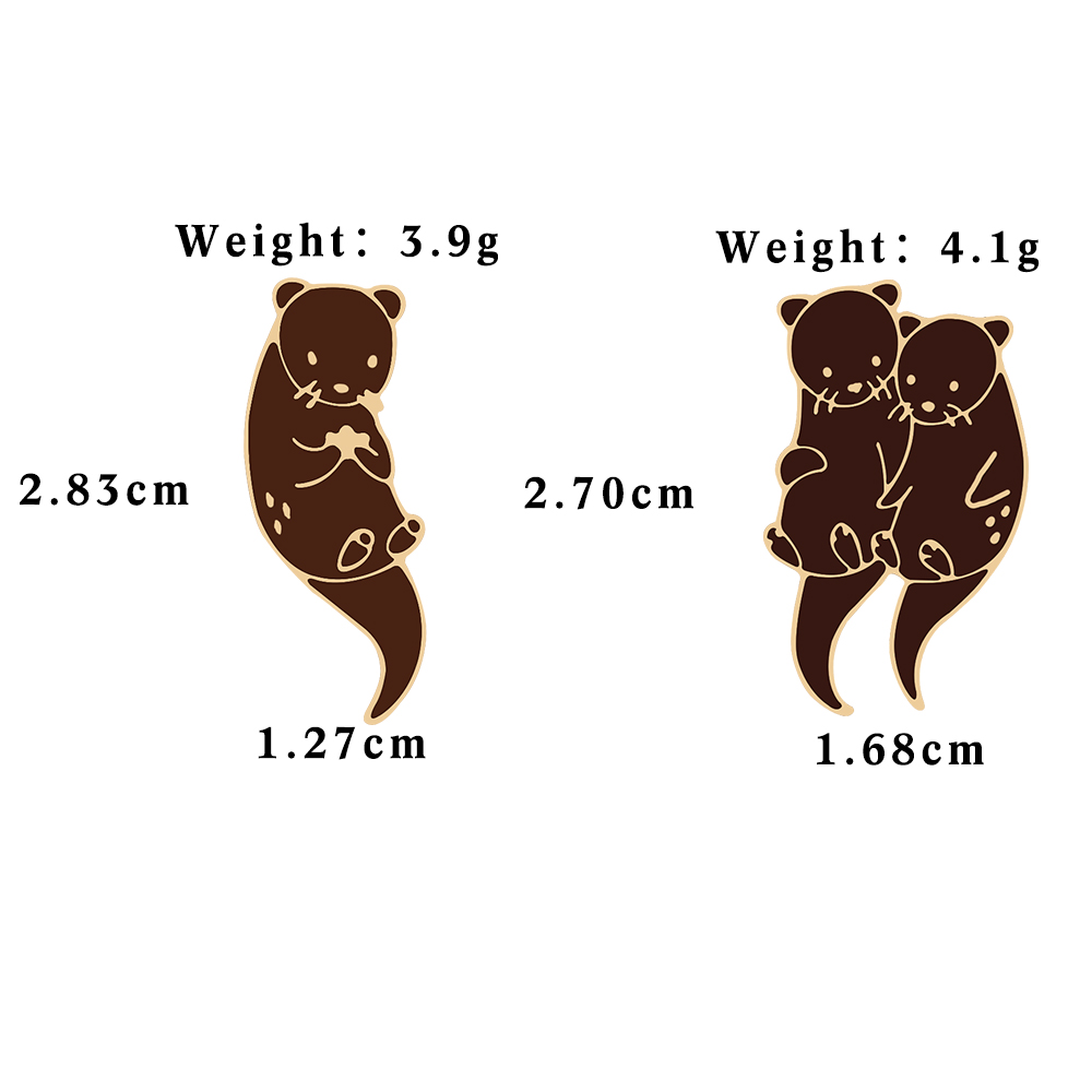 Mooie Zeeotter Knuffelen Ijsblok Broche Pin Cartoon Otters Hand Hand Badge Mode Email Reversspeldjes Sieraden Cadeau Voor Kinderen