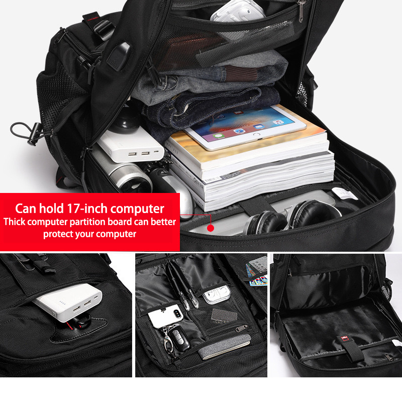 Multifunctional Travel Backpack Men Waterproof Business Bag Expandable USB Shoulder Bag Large Capacity 17.3 Laptop Bag Mochila