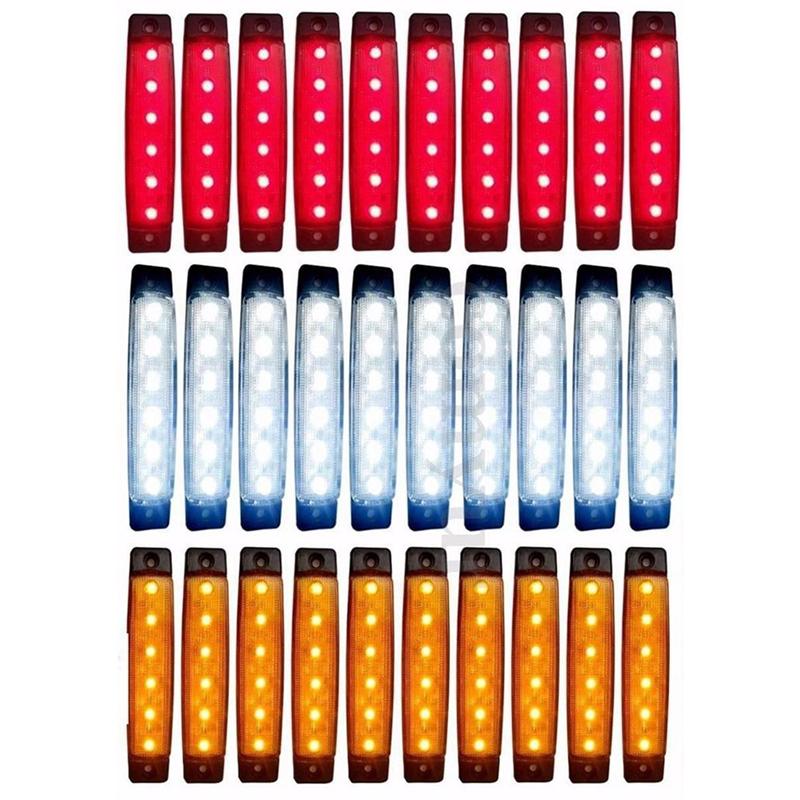 30 st 6 led 12v släpvagn bakljus ersättning led släp bakljus blinkers bromsmarkering (blandad färg)