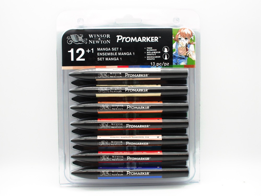 Winsor & Newton Promarker Manga Kuli-einstellen 12 + 1 Marker Stifte 13 stück Skizze Marker Alkohol Basierend Zwilling Spitze manga Malerei Stifte