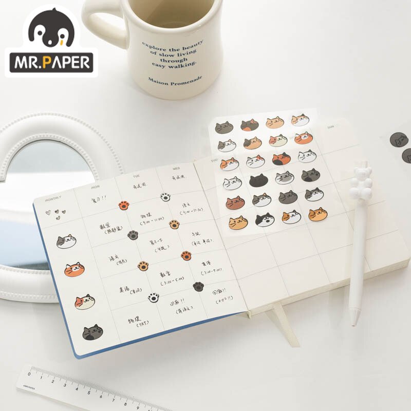 Mr. Paper 4 Meow Photo Studio Series Flat Stickers Simple Handbook DIY Decorative Collage Material Stickers