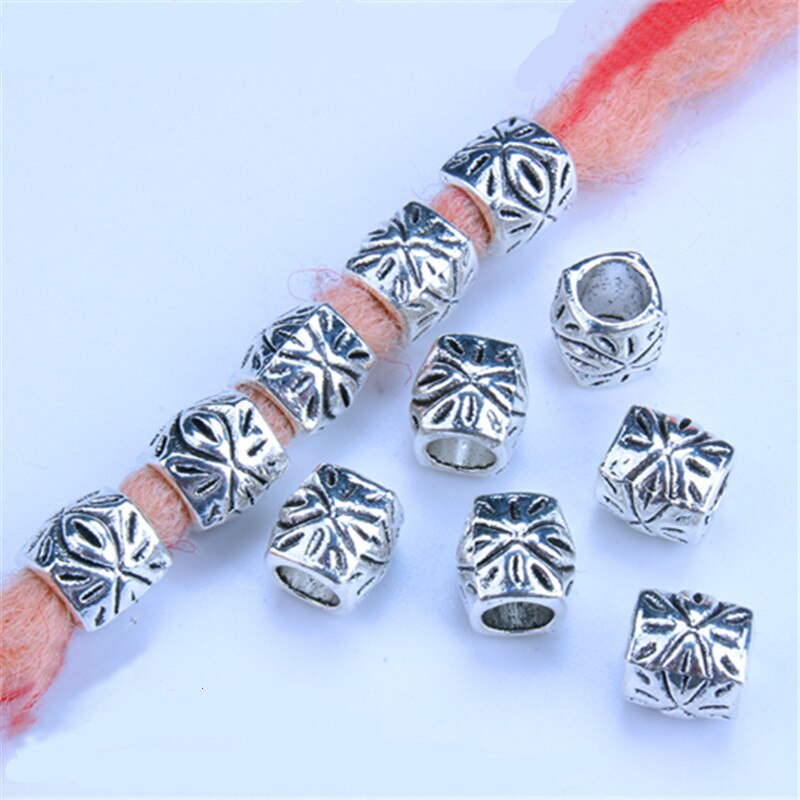 Anillos para el pelo de Metal plateado, trenzas para el cabello, rastas, cuentas, abalorios, rastas, accesorios para el cabello DIY, 5 unids/bolsa: 5pcs  NO.9