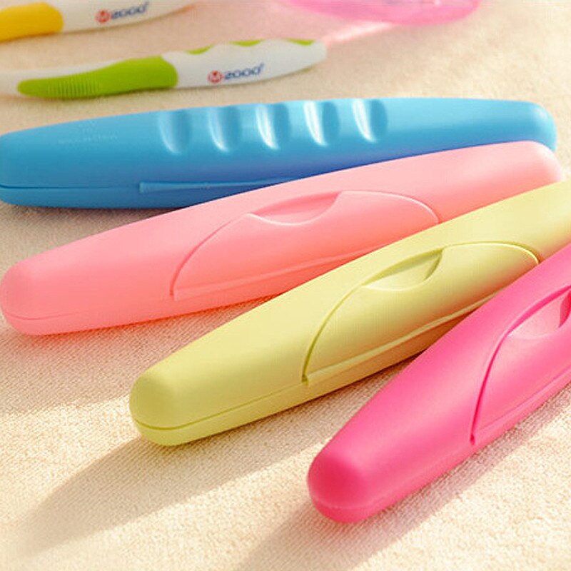 Caja de cepillo de dientes portátil para viaje, estuche de almacenamiento impermeable a prueba de fugas con tapa, color rosa, ideal para senderismo y acampada