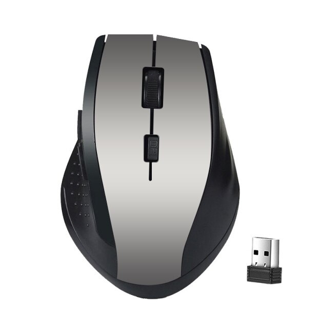 2.4GHz Wireless Optical Mouse for PC Gaming Laptops Game 6 Keys Wireless Mice with USB Receiver Computer Mouse: Gray