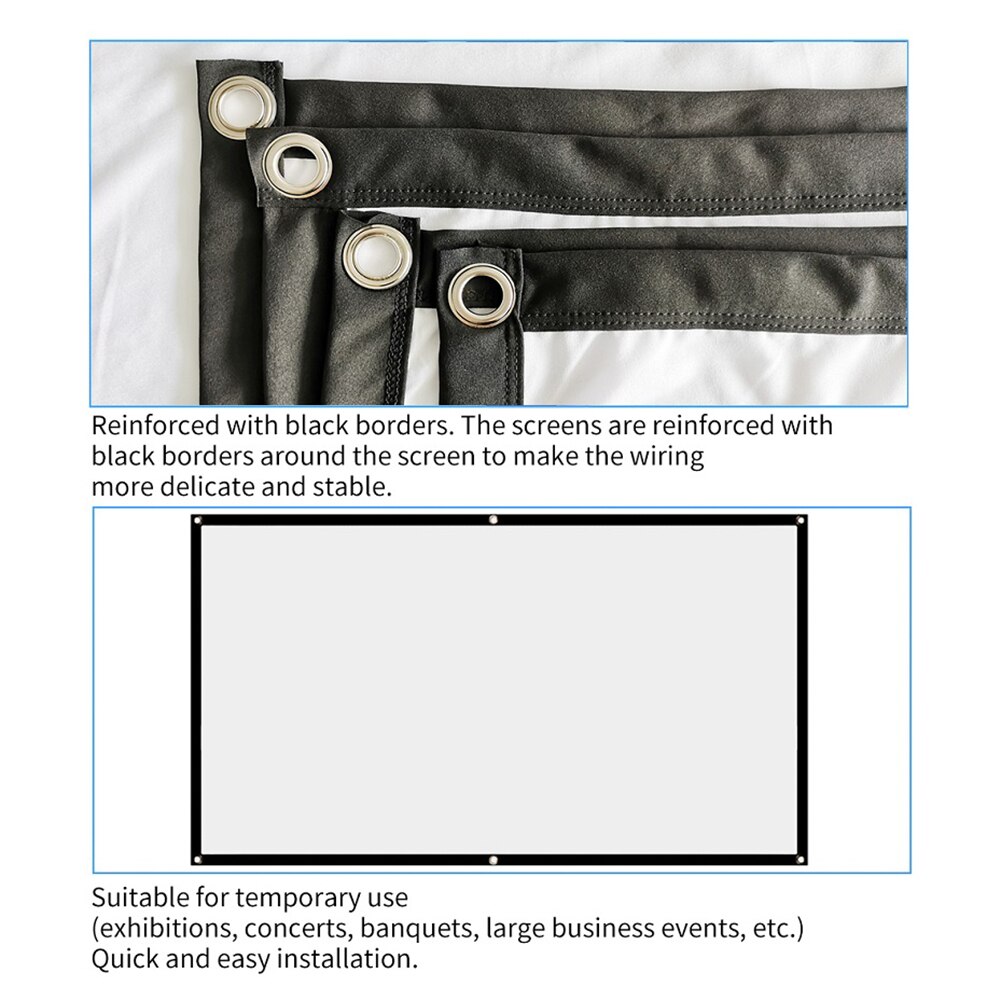 Portable 16:9 simple projector curtain set hd display screen household bedroom decoration for home outdoor office