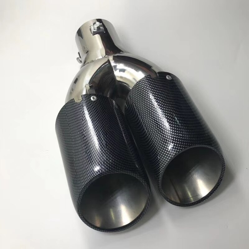 Um Pedaço de Carbono Olhar ID 90 63 milímetros OD mm Bicos Dicas Silenciador Do Escape Para Unversal Carbono Caudas de Entrada 2.48 polegada tomada de 3.54 polegada
