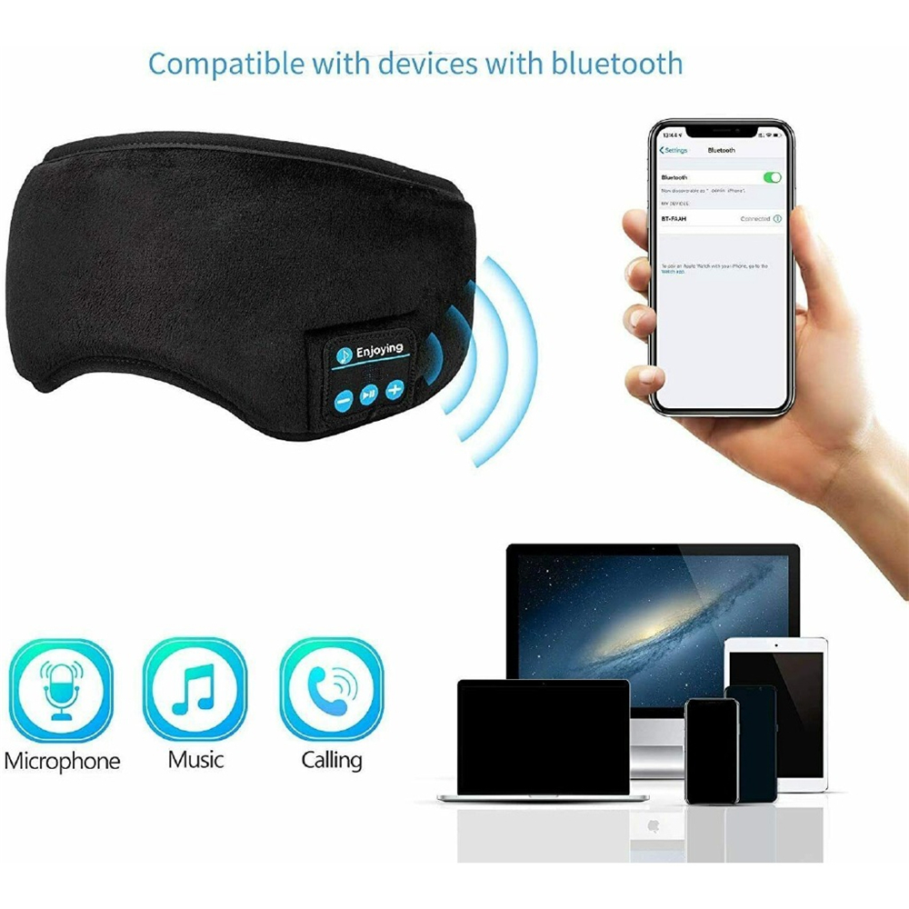 3D Draadloze Slapen Koptelefoon Sleep Oortelefoon Met Microfoon Slaap Hoofdtelefoon Bluetooth Koptelefoon Draadloze Hoofdband Oogmasker Voor Telefoon