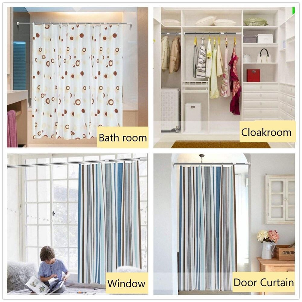 Tension Rod Curtain Shower Adjustable Rod Spring Tension Easy Installation JS21