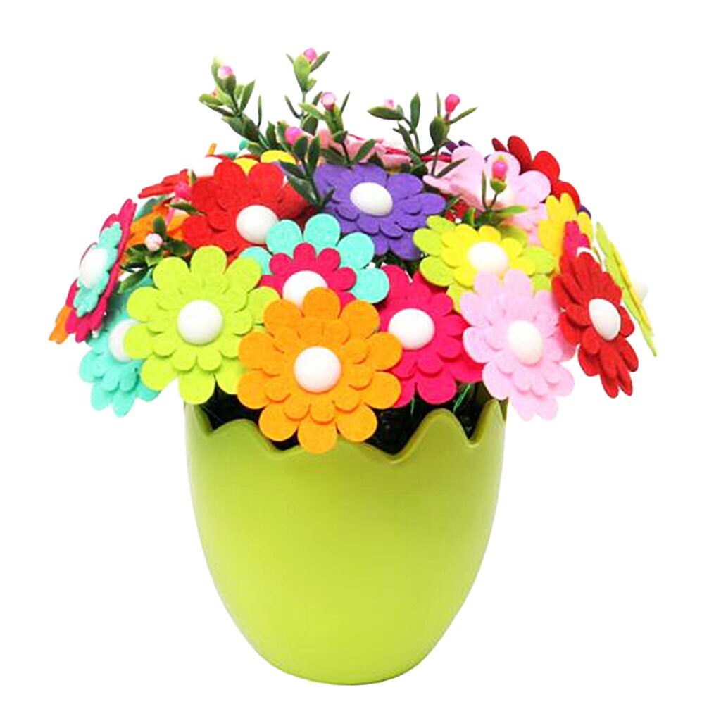 DIY Craft Iron Wire Button Felt Bouquet Kit Make 40 Flowers: Eggshell-Jasmine