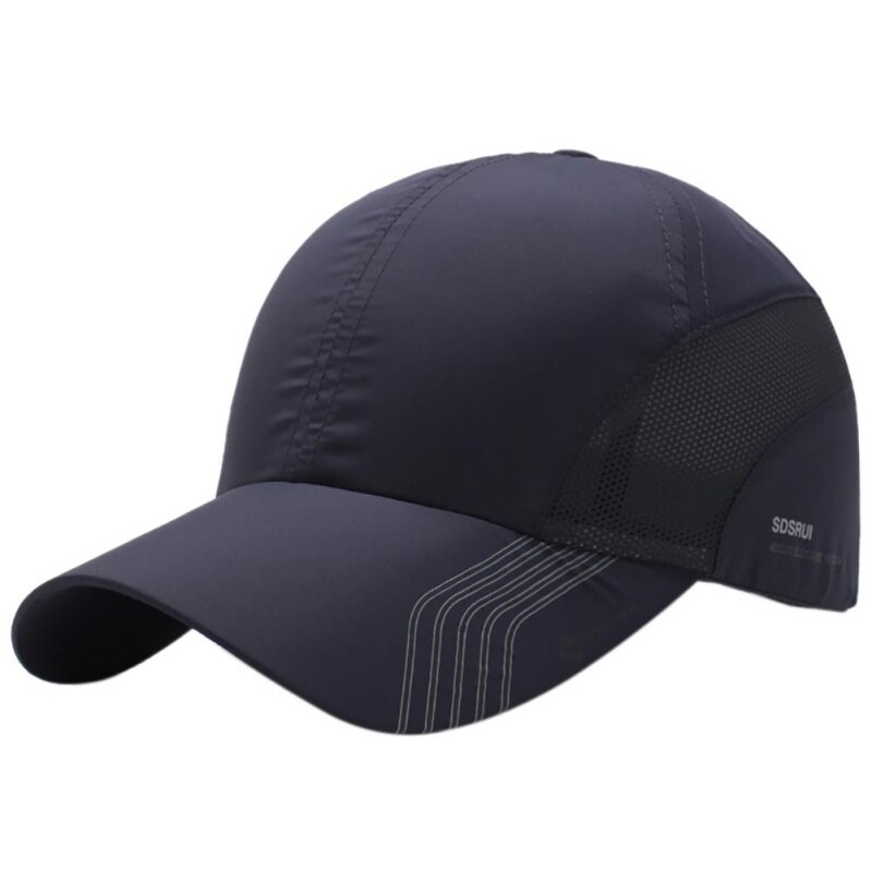 Summer Men Fishing Cap Quick Dry Mesh Men Outdoor Sport Camping Fishing Caps Bones Sport Climbing Pure Colors Black Grey: SH