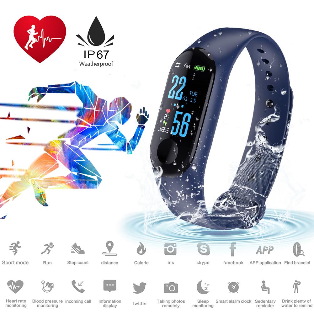 Pulsera inteligente M3 con pantalla a Color, Monitor de ritmo cardíaco y presión arterial, deportiva, resistente al agua para Android e iOS