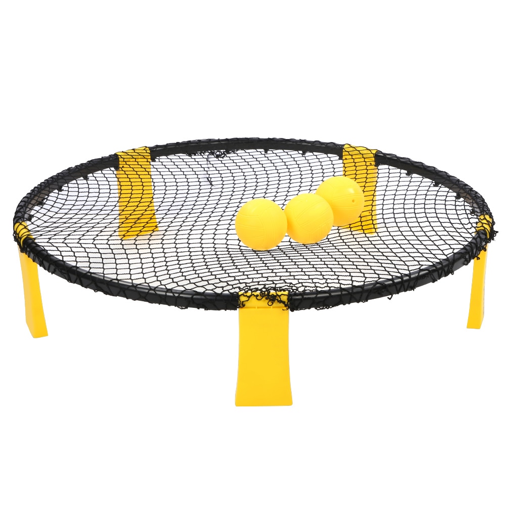 Mini beachvolleyboll spike bollspel set utomhus lag sport gräsmatta fitness utrustning nät med 3 bollar inflator mini spikeball