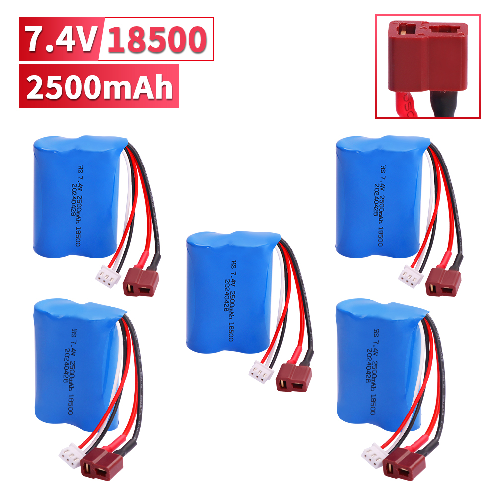 18500 2500 mAh 7.4 V batterij met Oplader Voor HBX 16889 16889A 16890 16890A SG1601 SG1602 1/16 RC vrachtwagen/auto onderdelen Batterij: Black