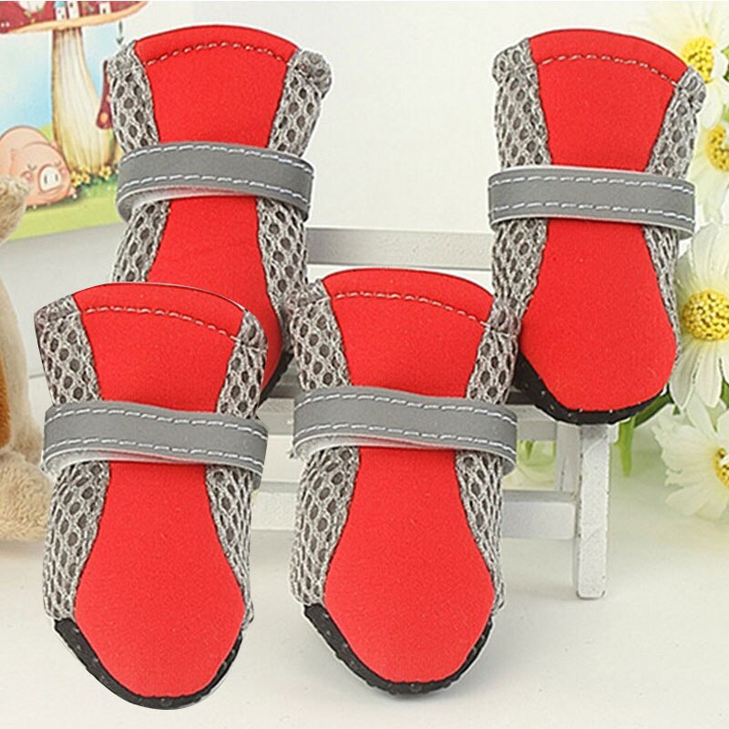 Pet Dog Rain ShoesDog Booties Rubber Portable Anti Slip Waterproof Dog Cat Rain Shoes Autumn and Winter S/M/L/XL: Red / L