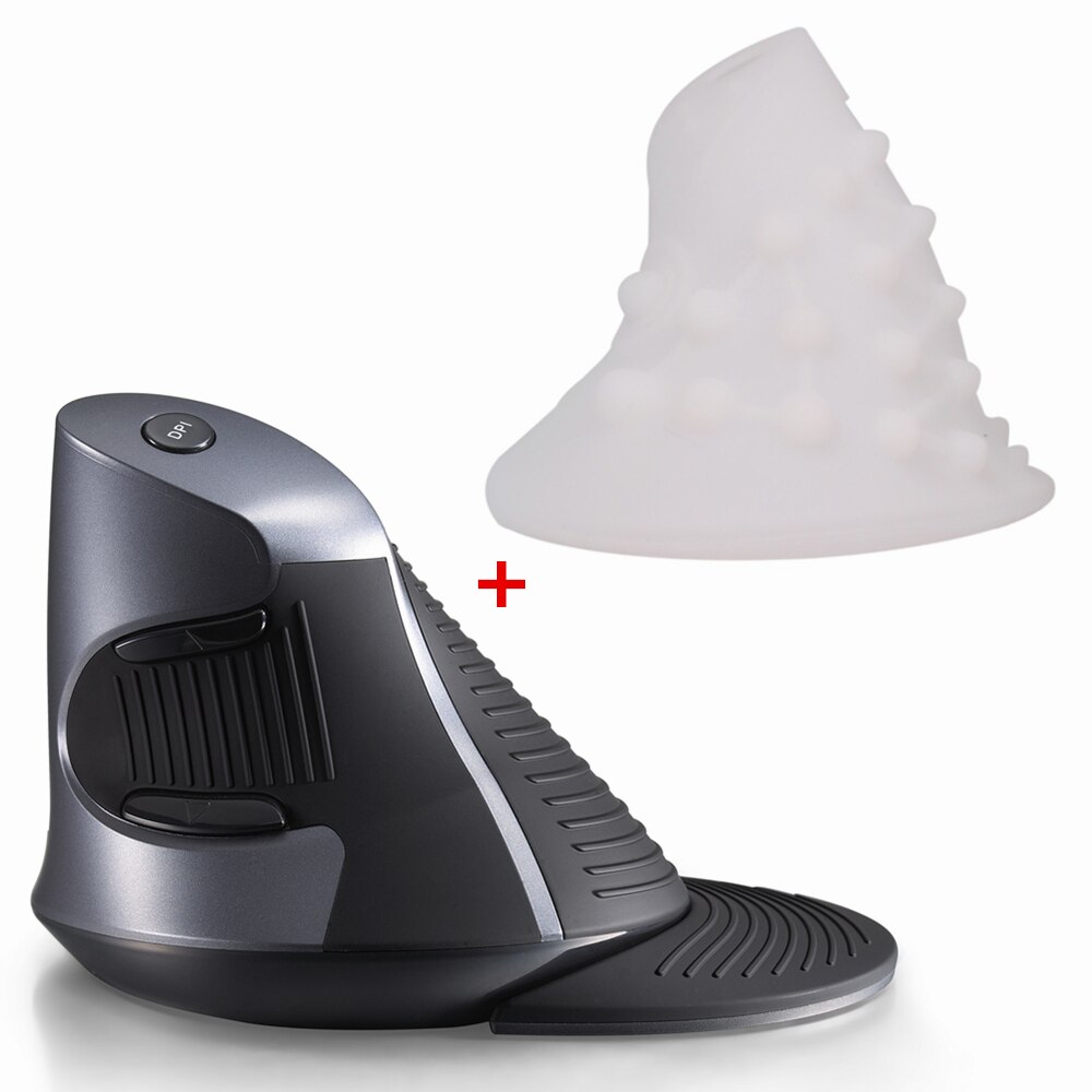 Delux M618RP Wired/Wireless Vertical Mouse 6 Buttons Ergonomic Optical Right Hand Mice with Rubber Protective Shell For PC: White Shell M618GX