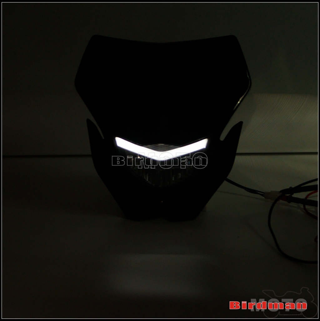 12V Motorcycle Headlight Lamp Hi/Lo LED Headlamp For Yamaha Suzuki Kawasaki Honda YZ WR KLX Dirt Bike Enduro Motocross Headlight