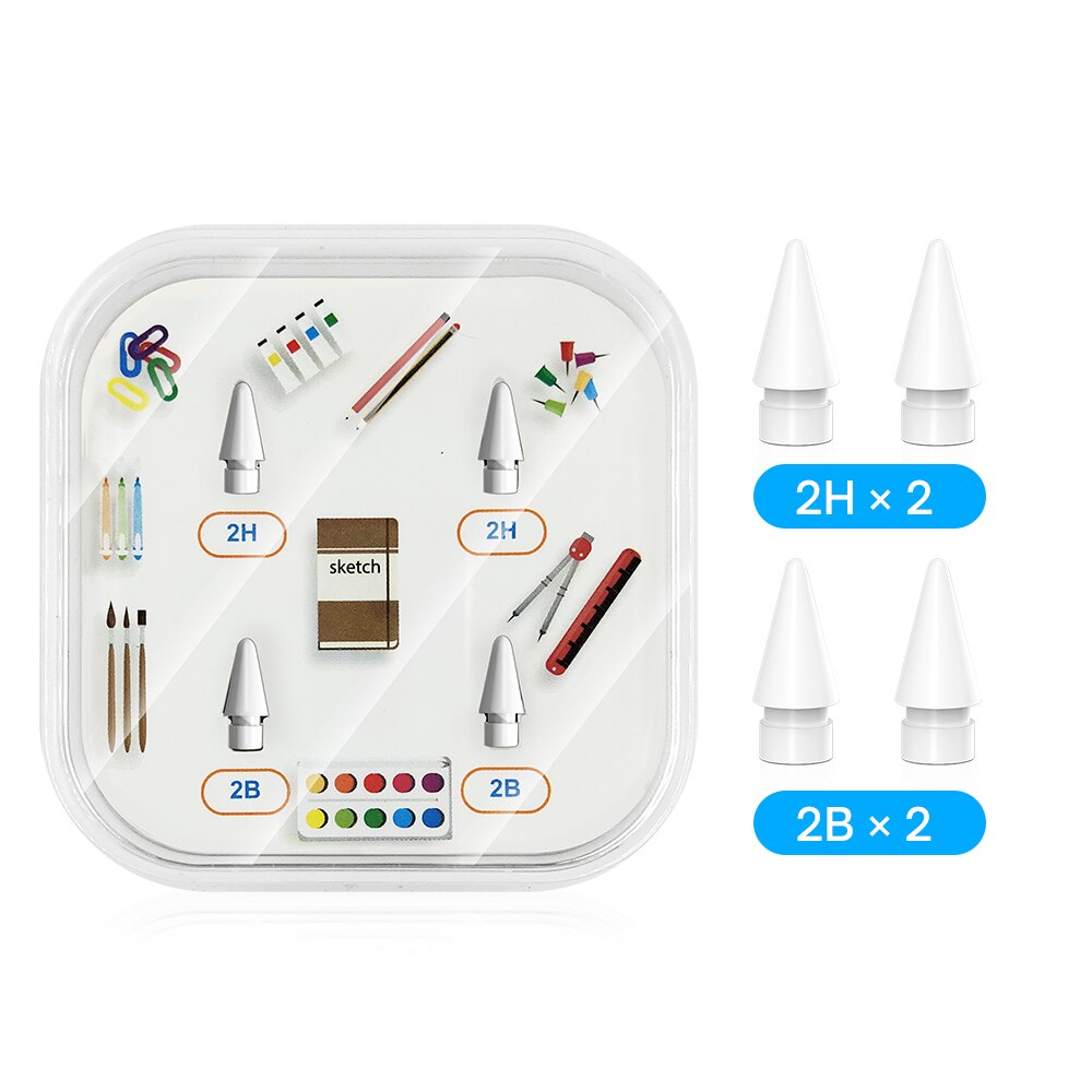 Pencil Tips For Apple Pencil 1st 2nd Generation 2B Soft Double-Layered &amp; HB Hard Replacement Tip For Apple Pencil Nib 애플펜슬: Default Title