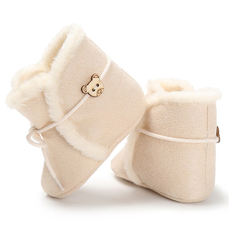 Solid Soft baby baby Meisje laarzen Pasgeboren Snekers Sneeuw Schoenen Peuter Warm Winter Cartoon Baby Laarzen Meisje Schoenen: Beige / 0-6 months