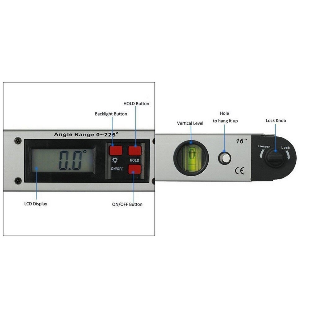 400MM/250MM Digital Protractor Angle Finder Inclinometer Angle Digital Ruler Electron Goniometer Protractor Angle Measuring Tool