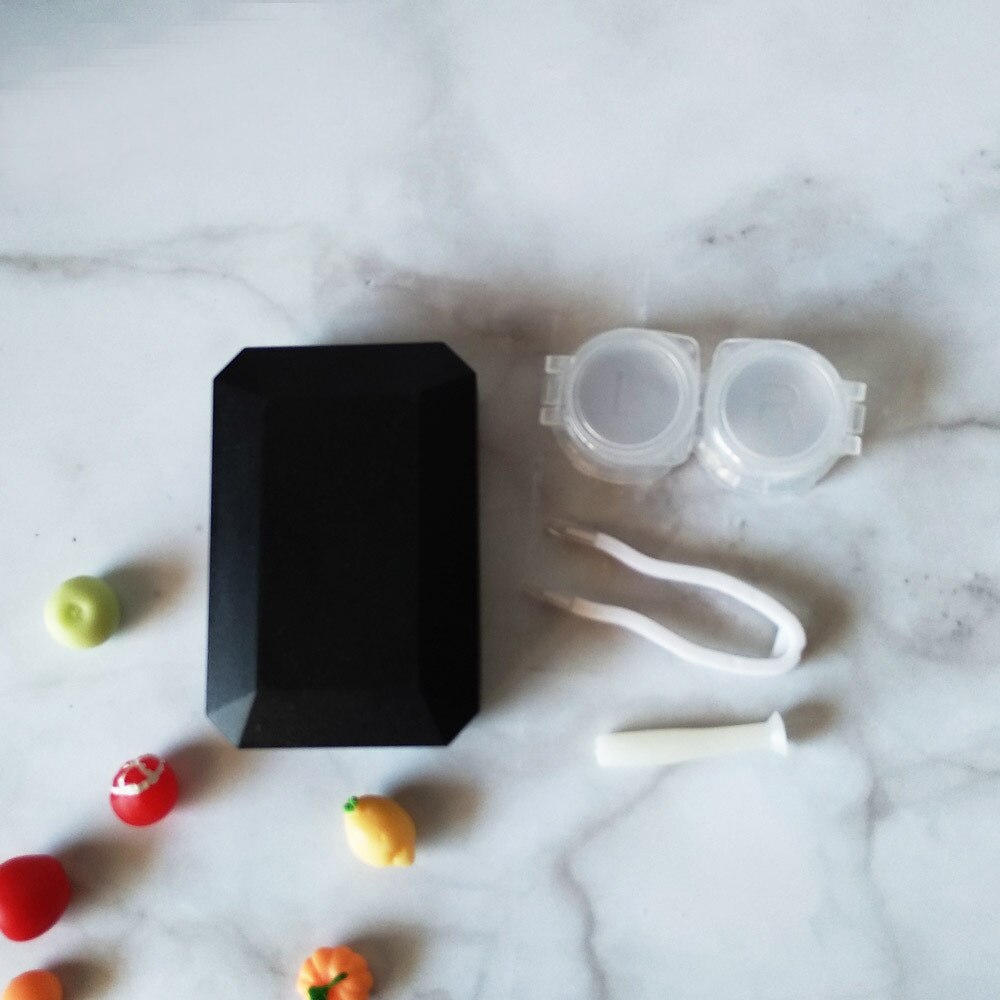 Stałe kolorowe soczewki kontaktowe śliczne mini soczewki kontaktowe zestaw robić pielęgnacji soczewki pojemnik soczewki skrzynka dla kobiet mężczyzn: czarny