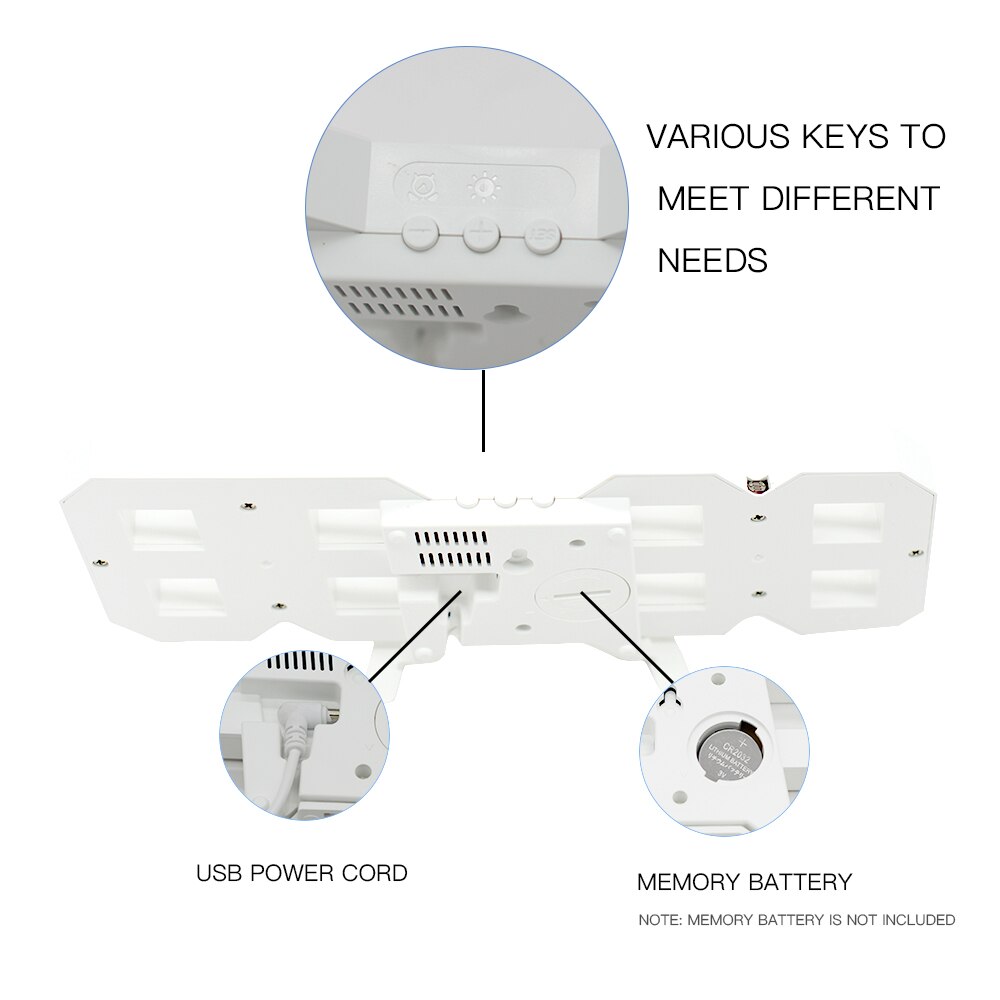 24/12 Hour Display 3D Table Clock Calendar Temperature Display Brightness Adjustable Watch Alarm LED Digital Clock Wall Hanging