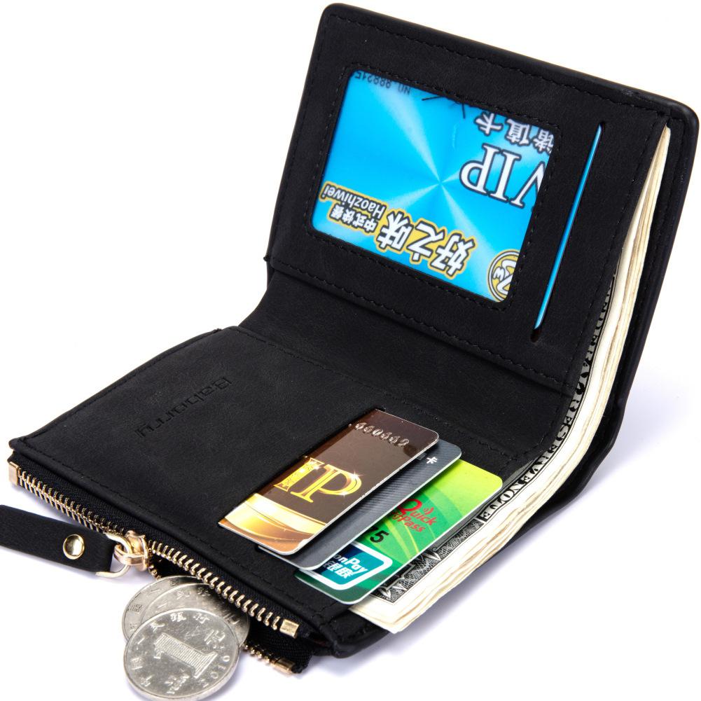 Hommes court mat portefeuille en cuir synthétique polyuréthane Horizontal carré sac à main ID carte bancaire Photo porte-monnaie