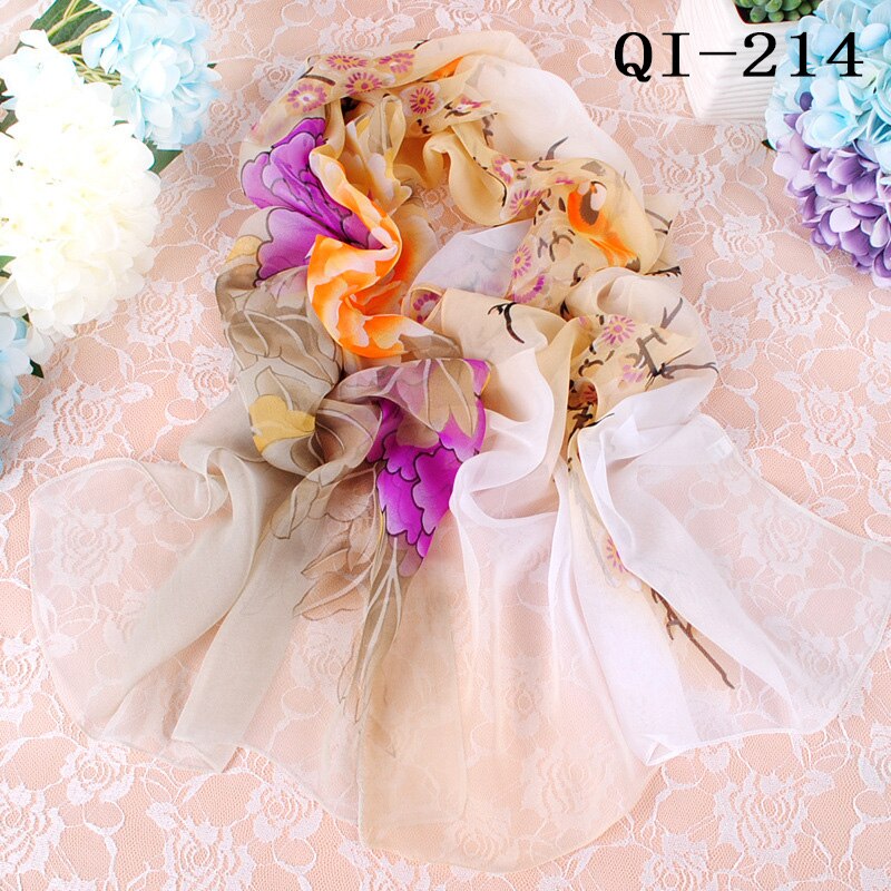 Women Foulard Gradient Flower Georgette Scarf Bandana Shawl Hijab Summer Sun protection