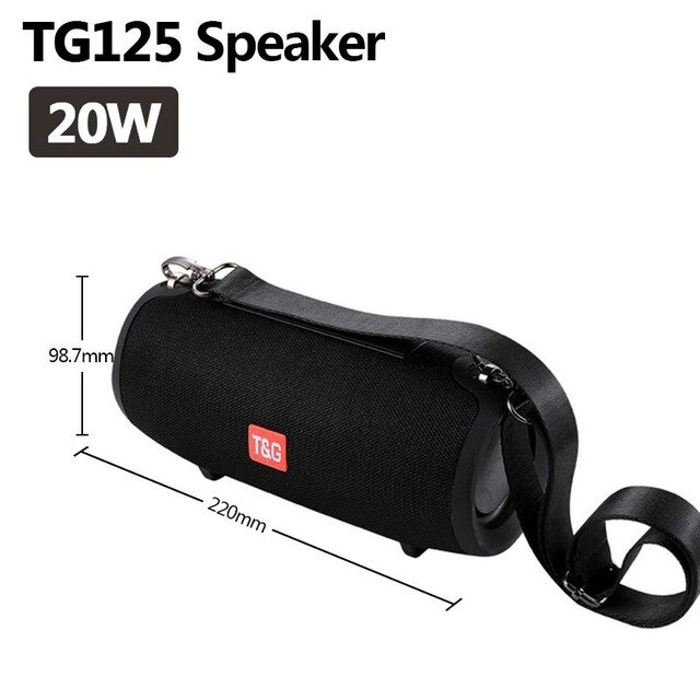 Bluetooth Speaker 20W Basso Impermeabile Colonna Portatile FM Radio Subwoofer AUX USB Musica Della Carta di TF Centro Altoparlante sport Estremo: TG125 black